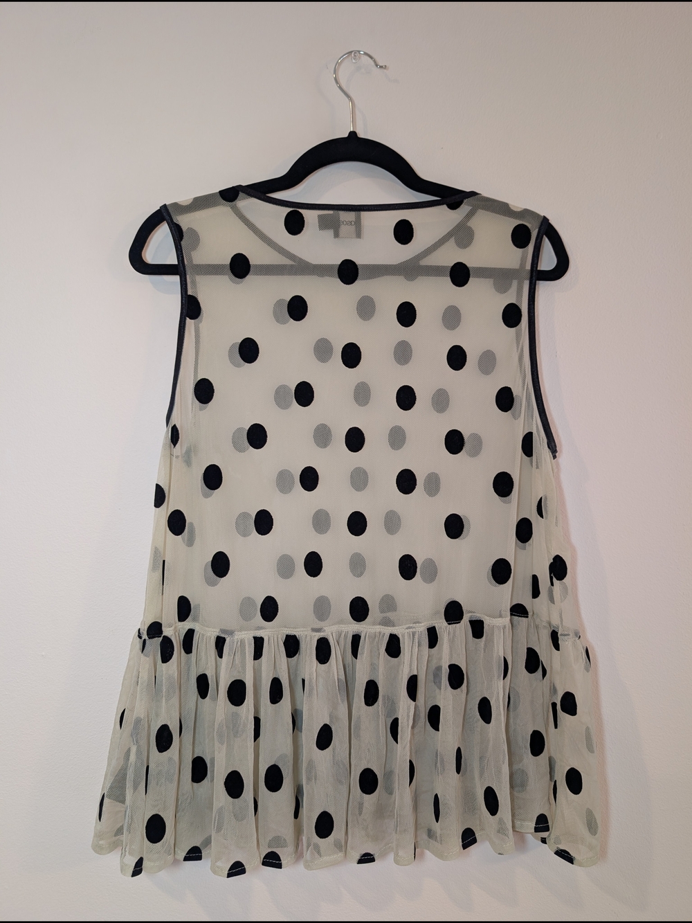 ASOS Black Polka Dot Sheer Ruffle Tank - Picture 2 of 3